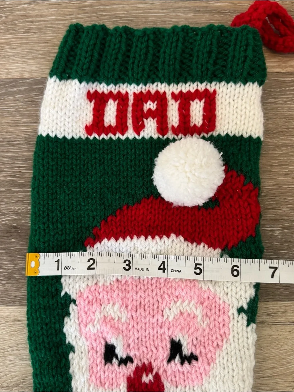 Hand Knit Christmas Stocking Personalized with DAD EUC